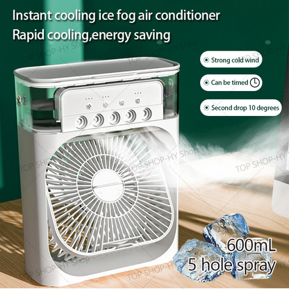 Portable Air Conditioner Fan, Personal Mini Small Evaporative Air Cooler Desktop Cool Mist Humidifier with 7 Colors LED Light, 1/2/3 H Timer, 3 Speeds & 3 Spray Modes for Room Office Home Travel (10 Inch)